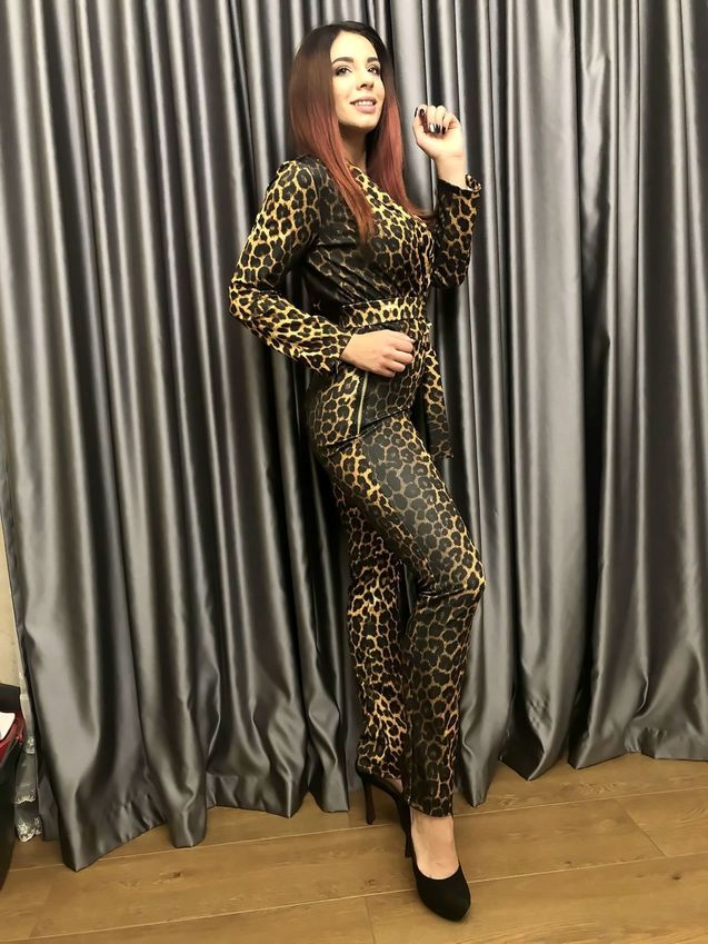 Жіночий леопардовий костюм Штани Піджак 3927, фото 4