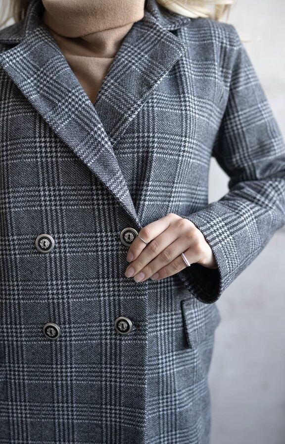 Пальто Оверсайз Клетка 5427, фото 3