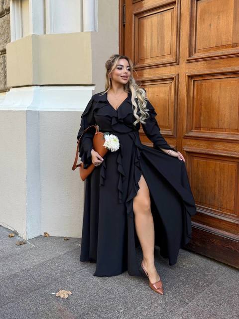 Длинное платье Воланчики с рукавом 8071,2, фото 4