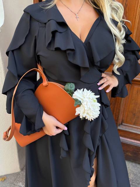 Длинное платье Воланчики с рукавом 8071,2, фото 2