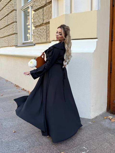 Длинное платье Воланчики с рукавом 8071,2, фото 5