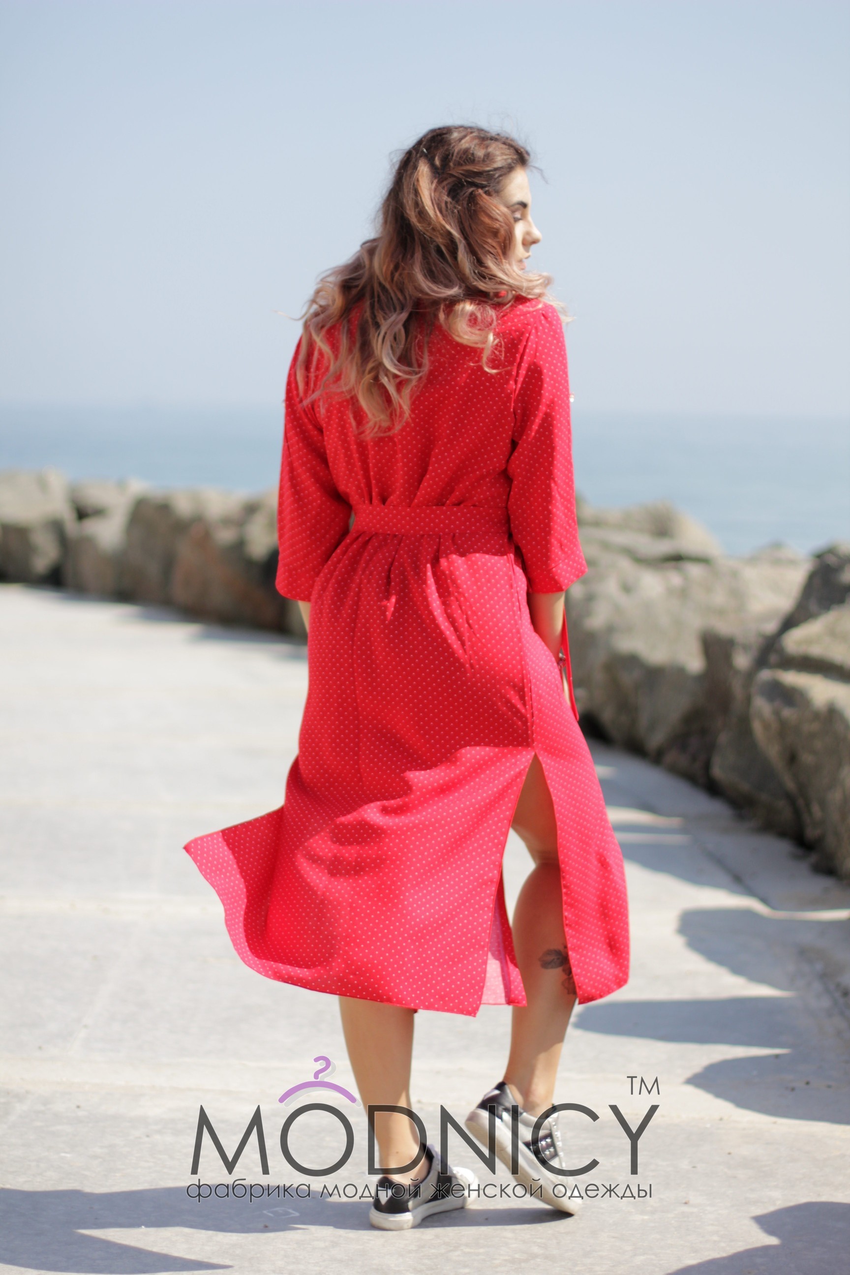 Платье Красное в горошек 4026, фото 2