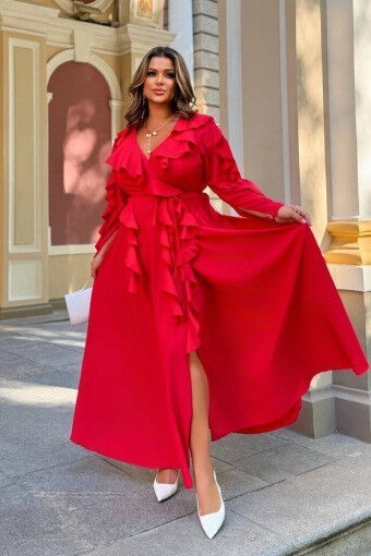 Длинное платье Воланчики с рукавом 8071,18