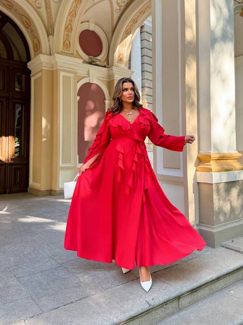 Длинное платье Воланчики с рукавом 8071,18, фото 3