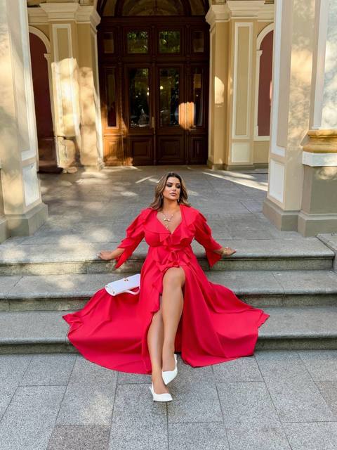 Длинное платье Воланчики с рукавом 8071,18, фото 7