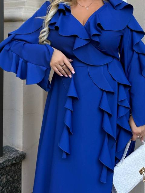 Длинное платье Воланчики с рукавом 8071,3, фото 3