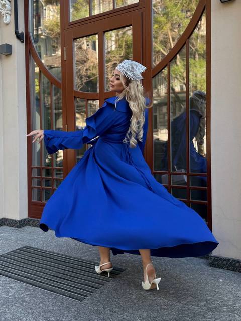 Длинное платье Воланчики с рукавом 8071,3, фото 6