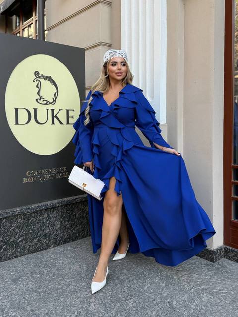 Длинное платье Воланчики с рукавом 8071,3, фото 2