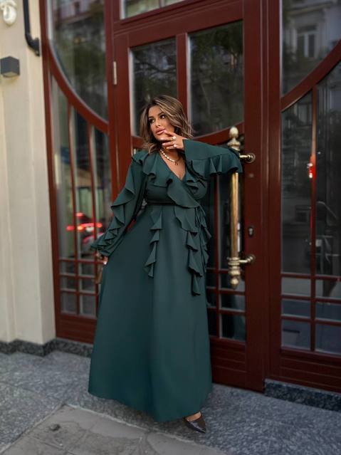 Длинное платье Воланчики с рукавом 8071,11, фото 1