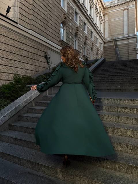 Длинное платье Воланчики с рукавом 8071,11, фото 9