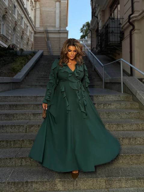 Длинное платье Воланчики с рукавом 8071,11, фото 3