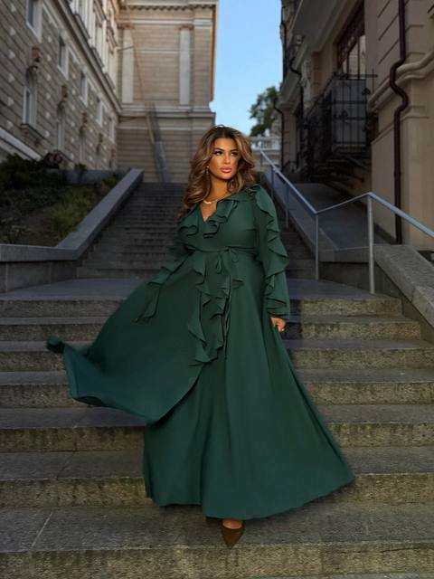 Длинное платье Воланчики с рукавом 8071,11, фото 2