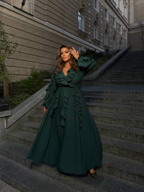 Длинное платье Воланчики с рукавом 8071,11, фото 10