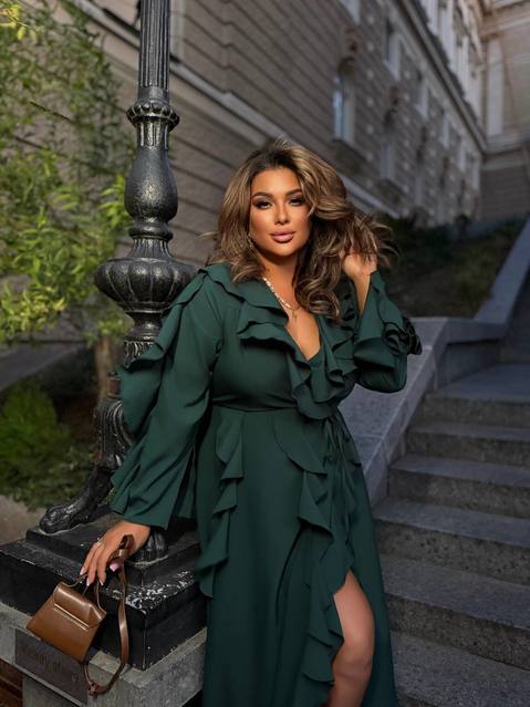 Длинное платье Воланчики с рукавом 8071,11, фото 5