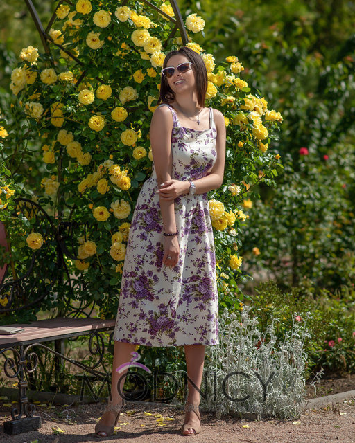 Платье Лен Цветы миди 4053, фото 3