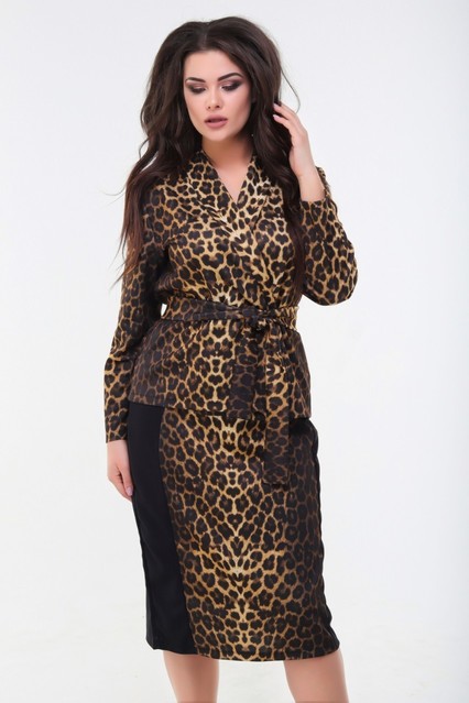  Леопардовий костюм Спідниця і Піджак 03930, фото 4