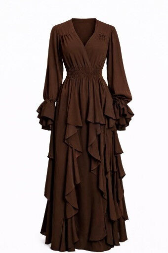 Платье макси с каскадными воланами 7147,64, фото