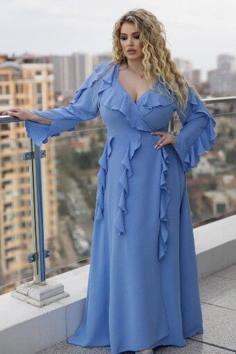 Длинное платье Воланчики с рукавом 8071,29