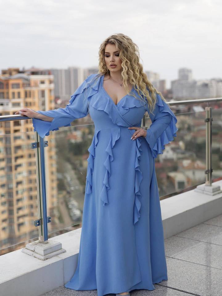 Длинное платье Воланчики с рукавом 8071,29, фото 1