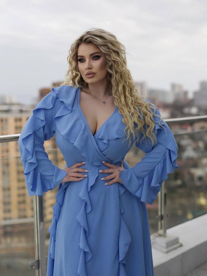 Длинное платье Воланчики с рукавом 8071,29, фото 4