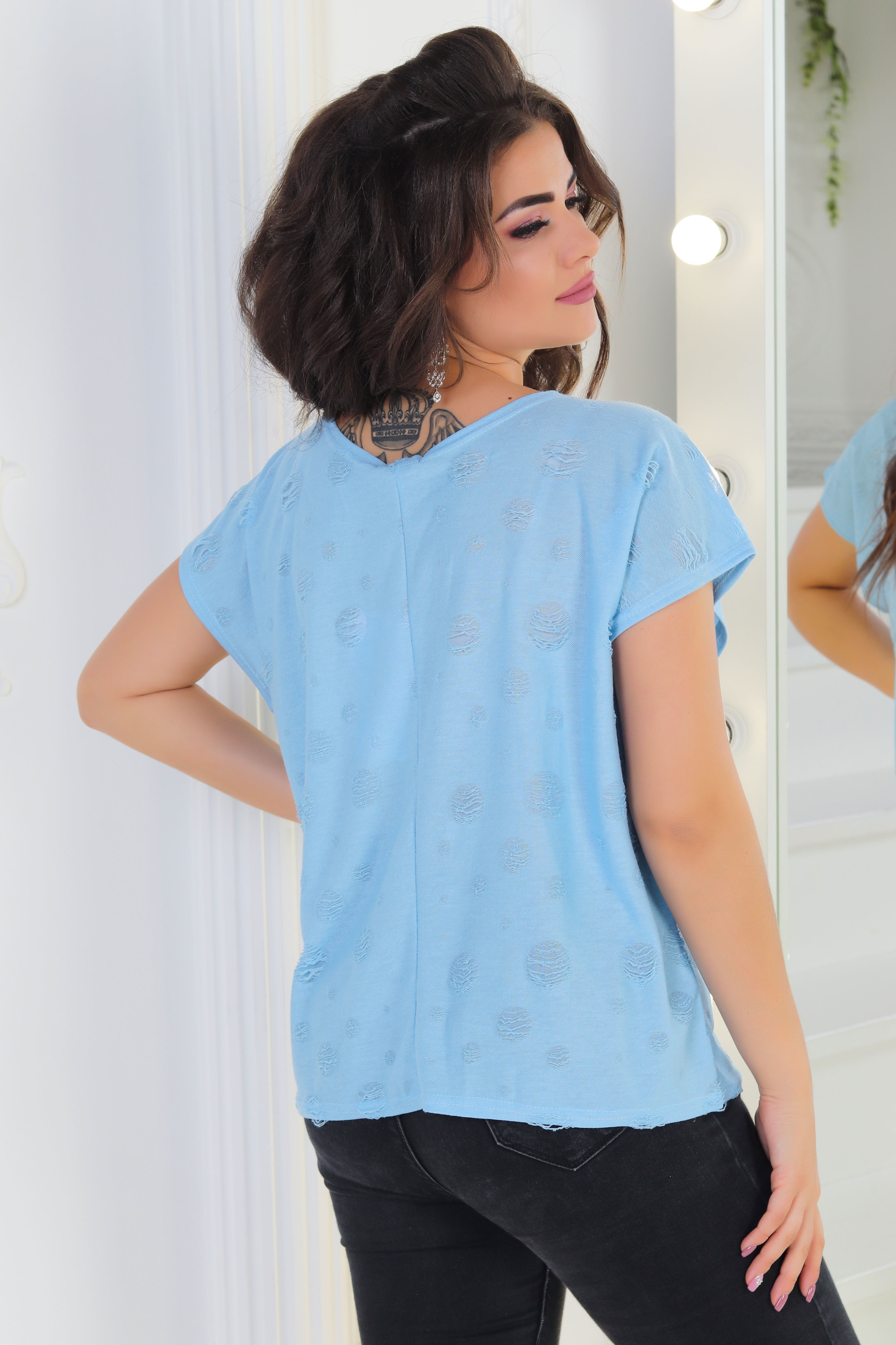 Блакитна жіноча футболка Птах 0225, фото 2