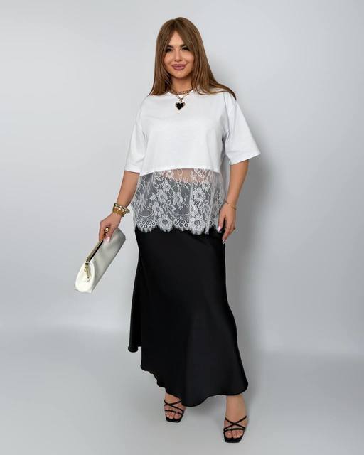 Футболка с Кружевом и рукавами 7177,1, фото 2