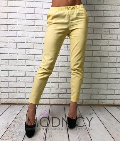 Женские брюки Лен 3473 цвет Желтый, фото