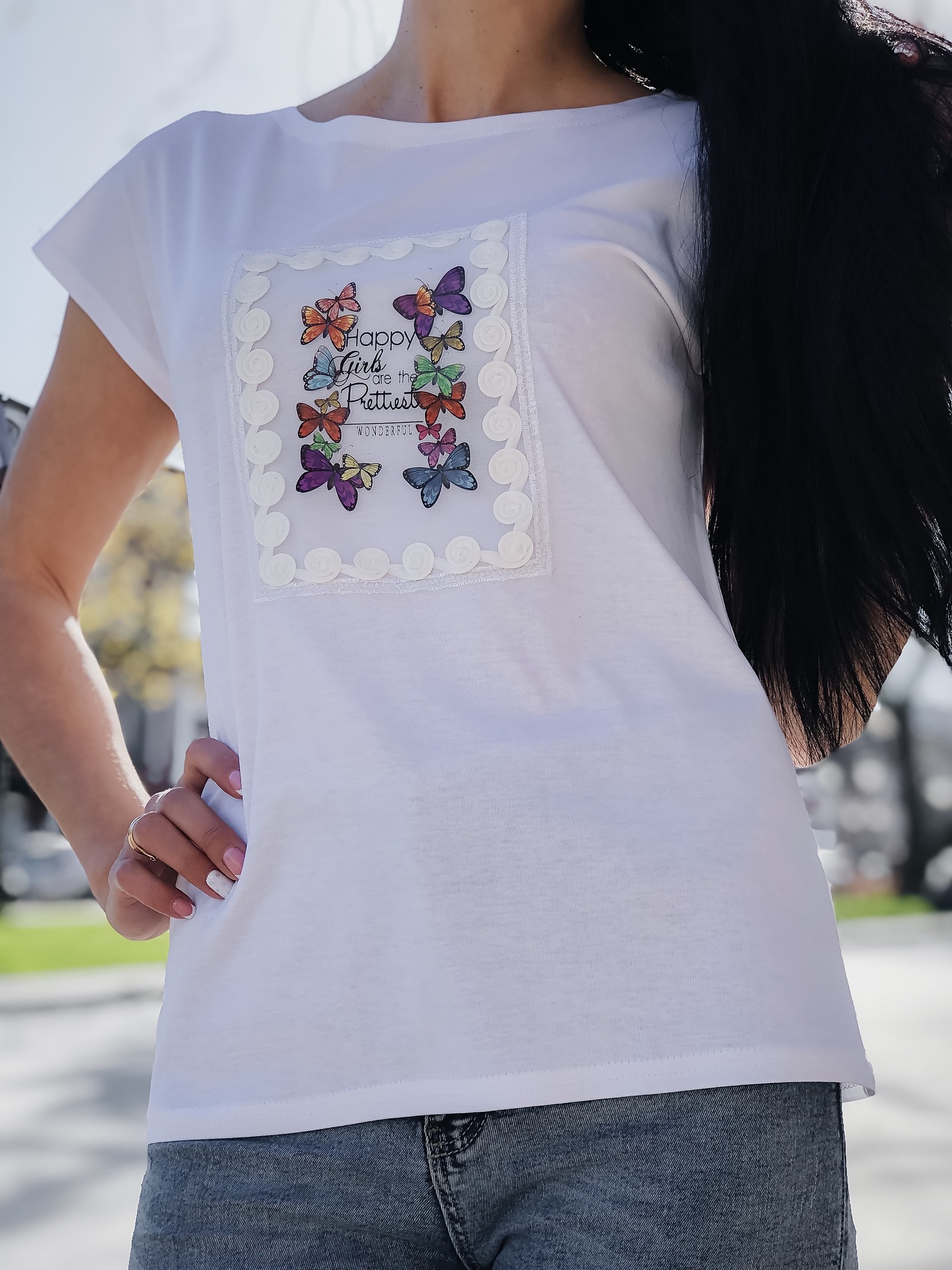  Жіноча футболка Вишивка Метелики 217, фото 2