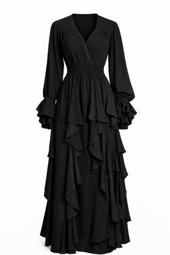 Платье макси с каскадными воланами 7147,2