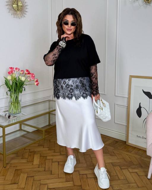 Футболка с Кружевом и рукавами 7177,2, фото 1