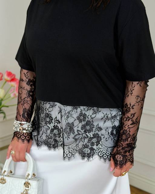 Футболка с Кружевом и рукавами 7177,2, фото 5