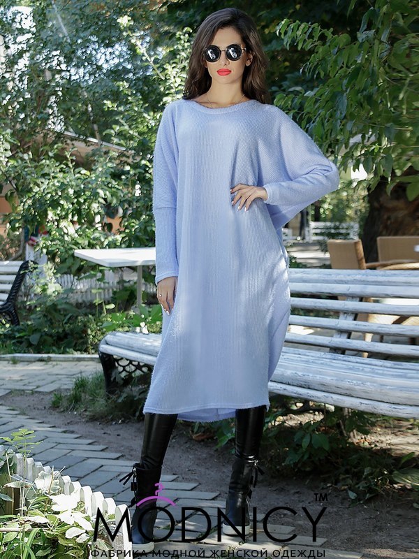 Трендовое платье в стиле оверсайз 3616 цвет Голубой, текущий цвет товара, фото