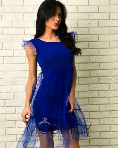 Платье Сетка 3481 цвет Синий- электрик, текущий цвет товара, фото