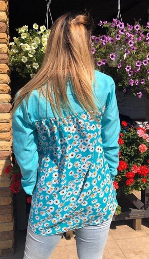 Стильная Блуза Цветы 5028,1, фото 3