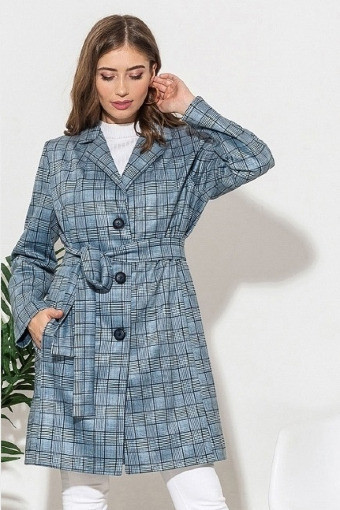 Женское замшевое пальто Клетка 5031
