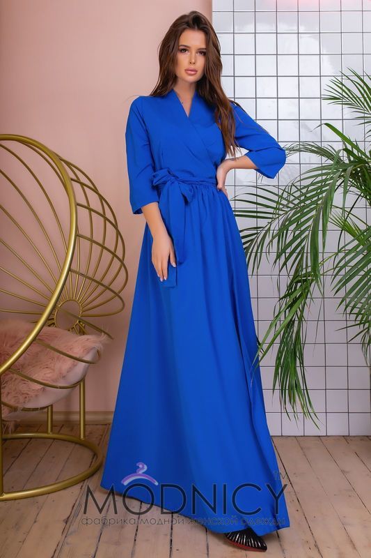 Длинное платье 3619 цвет Синий- электрик, текущий цвет товара, фото